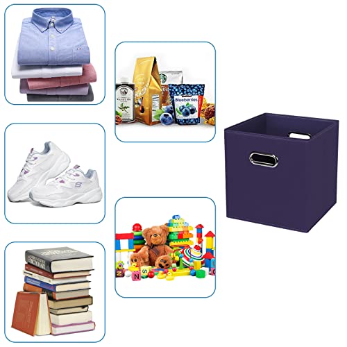Black Fabric Cubby Storage Bins,13x13x13 Inches ,Cube Organizer Bin Foldable Storage Boxes with Dual Handles Fabric Organizer Box and collapsible Storage basket,Set of 6,Navy Blue - color: Navy Blue, size: 6 Pack