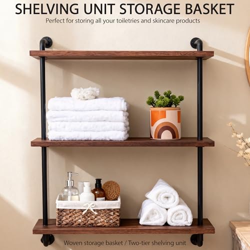 Water Hyacinth Storage Basket Small with Metal Frame & Removable Liner, 11.8”×7.9”×5.5” Rectangular Woven Organizer Bin for Bathroom Vanity, Desk, Nursery, Closet, Home Organization - size: Small