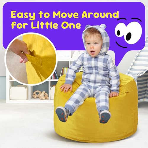 Hobestluk Bean Bag Chairs 2.5FT Bean Bag Chair with Memory Foam Filled & Machine Washable Cover,Beanbag Chair, Small Bean Bag Chairs for Playroom, Living Room, Bedroom - color: Mustard, size: 2.5FT - 28.5" x 28.5" x 17.8"
