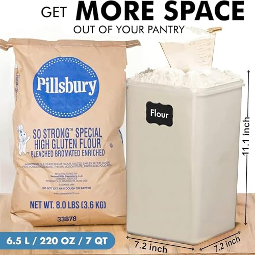 WHITE FEATHER SUPPLIES 2 PC [6.5L / 220 Oz] Large Food Storage Containers with Lids Airtight - BPA Free Clear Plastic Kitchen and Pantry Storage Containers, Bulk Storage for Cereal, Flour, Sugar, Rice - color: Black - 2 Pack