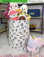 LANGYASHAN Laundry Basket Canvas Fabric Collapsible Organizer Basket for Storage Bin Toy Bins Gift Baskets Bedroom Clothes Children Nursery Hamper (Alphabet) - color: Letter