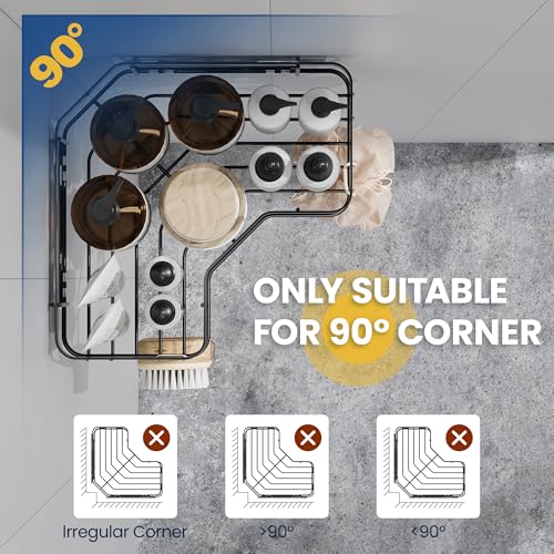 MAXIFFE 3 Pack Corner Shower Caddy with Soap Holder, Large Capacity Sturdy Adhesive Stainless Steel No Drilling Shower Organizer Shelves Rack Storage Inside Shower for Bathroom Family Renters, Black - color: Black XL