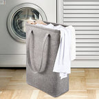 i BKGOO Laundry Basket with Handles Grey Coffee-Slim Laundry Bin Collapsible Dirty Clothes Basket Narrow Laundry Bag Foldable Dirty Hamper for Camping, Dorms, Apartments - color: Grey