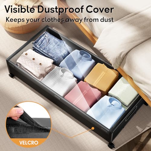 Under Bed Storage with Wheels，1 Pack Under Bed Storage Containers,Underbed Shoe Storage Bedroom - color: Black, size: 1pcs