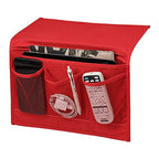 Surblue Bedside Caddy 4 Pockets Bedside Storage Organizer for TV Remote Control Phone Glasses Magazine (Red) - color: Red