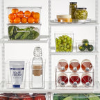 mDesign Plastic Deep Kitchen and Pantry Organizer Storage Bin with Handles for Cabinet, Fridge, Freezer - Food Storage Containers for Snacks, Yogurt Pouches or Fruit, Ligne Collection, 4 Pack, Clear - size: 10 x 6.5 x 8 (Pack of 4)