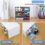 Desk Organizer with 5 Drawers, Rectangular Office Stationery Supplies Desktop Drawers, Plastic Makeup Storage, Suitable for Office, School, Home (White & 5 Drawers) - color: White & 5 Drawers
