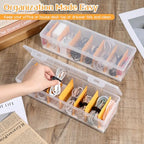 COMNICO 2 Pcs Cable Organizer Box with Lid, Clear Plastic Cord Storage Desk Organizers Desktop Cable Management Multifunctional Accessories for Home Drawer Office
