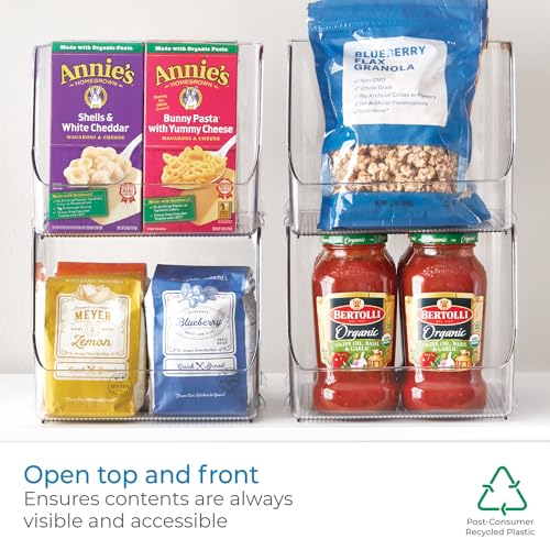 InterDesign iDesign Linus Stacking Organizer Bins for Kitchen, Pantry, Office, Bathroom, Extra Large-Clear (Pack of 4) - size: Large (Pack of 4)