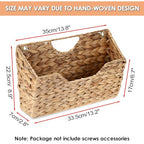 BTSKY Woven Hanging Magazine Holder, Water Hyacinth Magazine Basket, Wall Mounted Storage Basket for Books & Files, Wall File Organizer Magazine Rack with Handle for Home & Office - 13.2x2.8x8.9 Inch