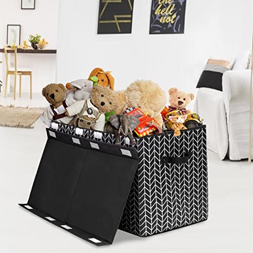 Mayniu Large Toy Box Chest with Lid, Kids Toy Storage Organizer Bins Basket for Living Room, Nursery, Closet, Bedroom, Playroom 25"x13" x16" (Black) - color: Large Black