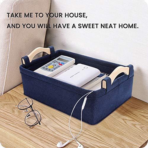 Small Storage Baskets Fabric Storage Bins Basket Soft Storage Baskets Decorative Bins Storage Basket for Cosmetics Makeups Coins Keys Mittens Hats Cards Storage Basket Navy Blue - color: Navy Blue, size: 11.4 x 7.1 x 3.9 Inch (Pack of 1)