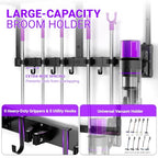 Heavy Duty Broom Holder Wall Mount with Cleaning Supplies Organizer, Space-Saving Laundry Room Organization and Storage Shelves, All-Metal Mop Hanger Broom Rack with Hooks, Garage Organizer Shelf - size: Medium-2