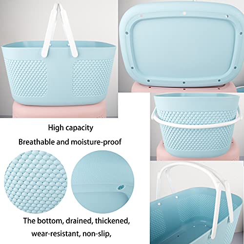 Shower Caddy Basket, Portable Large Capacity Thickened Plastic Organizer Storage Tote with Handles Drainage Toiletry Bag Bin for Bathroom, College Dorm Room Essentials, Kitchen, Camp, Gym, Blue - color: Blue