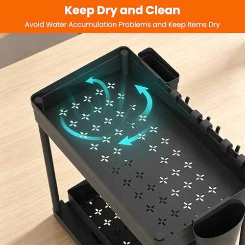 Under The Sink Organizer, 2 Tier Sliding Under Kitchen Sink Organizer, Multi-Use Pull Out Cabinet Organizer for Countertop, Bathroom, Pantry & Office Organization (Black(2 pack)) - color: Black(2 pack)