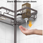 KEGII 4-Tier Corner Shower Caddy Tension Pole - Waterproof Shower Rod Organizer, Floor to Ceiling Tension Rod 25-114.2 inch, Stainless Steel Corner Shower Shelf, Bronze - style: Tension Caddy - Brown