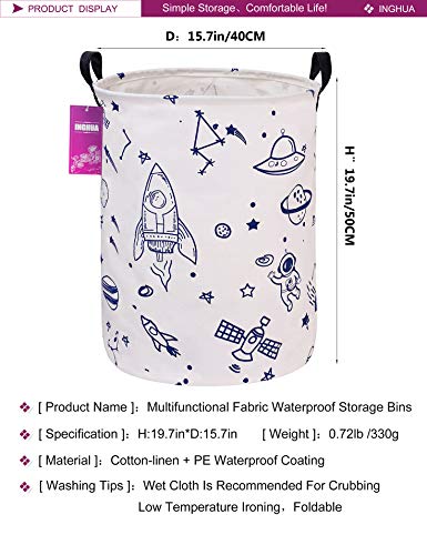 Laundry Hamper Large Canvas Fabric Lightweight Storage Basket/Toy Organizer/Dirty Clothes Collapsible Waterproof for College Dorms, Boys and Girls Bedroom,Bathroom(Spaceships) - color: Spaceships