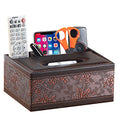 Leather Tissue Box Cover Rectangular and Multifunction Remote Control Caddy,Suitable for Storing pens and Stationery,Desk Organizer Storage for Office and Home(Antique)