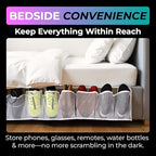 Jestik RV Shoe Storage for Bedside - 16 Large Pocket Bed Hanging Shoe Organizer Bag with Hooks, Wall Mounted Shoes Rack, Foldable Mesh Pockets, Bedside Caddy for Shoes, RV & Camper Essentials (2 Pack)