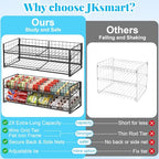 2-Tier Stackable Can Organizer for Pantry, Adjustable Extra-Long Can Rack for Pantry Shelf Organizer and Storage, Sturdy Standing Can Holder for Canned Soup Food Goods Storage up to 64 Cans, Black - style: Old Version
