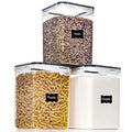 PANTRYSTAR Large Food Storage Containers with Lids Airtight 5.2L /176Oz, for Flour, Sugar, Baking Supply, 3PCS BPA Free Plastic Canisters for Kitchen Pantry Organization - size: 5.2 L