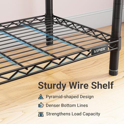 VIPEK V20 Wire Garment Rack Heavy Duty Clothes Rack, Metal Clothing Rack with 6 Shelves, 3 Hang Rods & 4 Fabric Drawers, Compact Wardrobe Closet, 56.7" L x 14.6" W x 70.9" H, Black - color: Black, style: V20