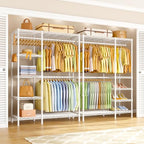 Ulif F2 Clothes Rack, 5 Tiers Heavy Duty Garment Rack for Bedroom, Freestanding Adjustable Closet Storage Organizer, 46.1" W x 15.4" D x 78.3" H, Load 630lbs, Upgraded White - color: White