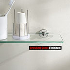 JQK Bathroom Glass Shelf, Tempered Glass Shower Storage 12 by 5 inches, 304 Stainless Steel Brushed Finish Wall Mount, TGS101L12-BN - color: Brushed, size: 12 Inch (1 Pack)