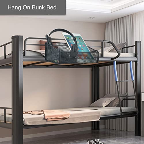 Bedside Caddy Hanging Storage Basket Beside Shelf Metal Organizer for Collage Dorm Bunk Bed,Hospital Bed,Baby Bed - Bedroom Essentials for Magazine,Remote Control,Phone,Drinks (White) - color: White