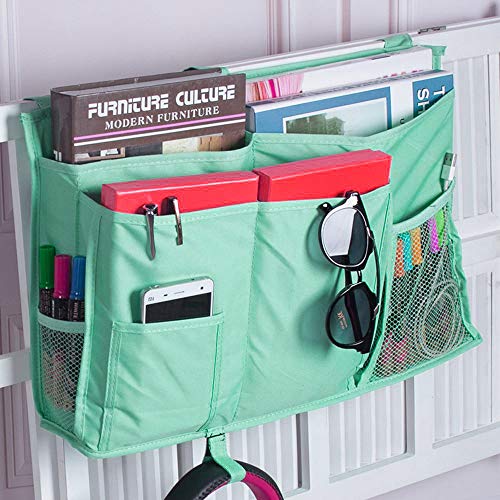 Bunk Bed Organizer - Bedside Storage Caddy with Pocket, Hanging Organizer for Camp, Dorm, Room, Hospital Bed Rail and More (Light Blue) - color: Green