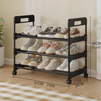 Long Storage Shoe Rack Organizer Cabinet Sturdy Shoe Shelf with Wheels Free Standing Shoe Rack for Home and Entryway 3 Tier - 23.6" W Hold 9 Pairs - size: 3 Tier - 23.6"W