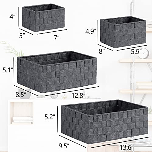Posprica Woven Storage Baskets for Organizing 6 Pack, Large&Small Storage Cube Bins Set for Bathroom, Storage Boxes Container for Drawer, Closet, Shelf, Dresser, Dark Grey - color: Dark Grey-6pcs