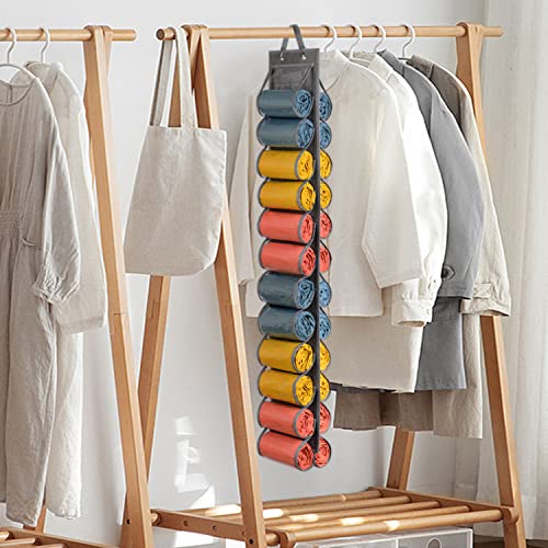 Lirex Hanging Yoga Legging Storage Organizer with 24 Pockets, Foldable Oxford Cloth Hanging Closet Organizer Shirts Jeans Storage Hanger Socks Holder for Family Closet Bedroom, Grey - color: Grey