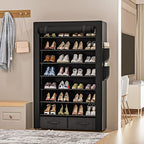 OYREL Tall Shoe Rack Dustproof Cabinet Large Capacity 8 Tier Shoe Organizer,32-40 Pairs of Shoes - size: 8Tier with 2bins Black