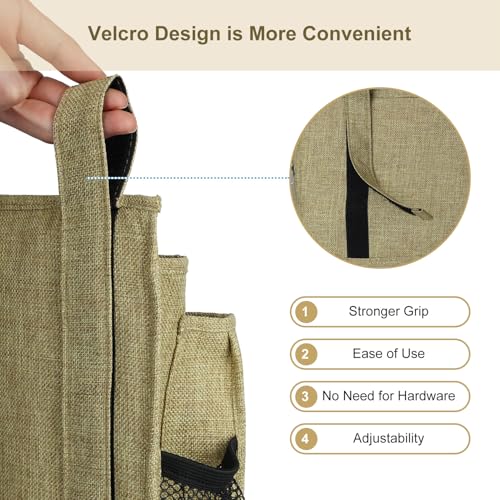 Surblue Bedside Caddy Hanging Bed Organizer Storage Bag Pocket for Bunk and Hospital Beds, College Dorm Rooms Baby Bed Rails, Camp 8 Pockets, (Large, Linen) - color: Linen, size: Large