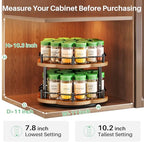 Spice Rack Lazy Susan Organizer for Cabinet, Rotating Spice Organization 2 Tier Adjustable Lazy Susan Turntable Spice Cabinet Organizer for Kitchen Countertop & Pantry, Wood 10 Inch Seasoning Storage