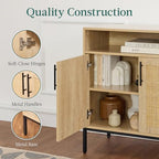 Best Choice Products Rattan Sideboard Buffet Cabinet, Entryway Table, Accent Storage Cabinet, Console Table for Hallway, Living Room, Dining Room - Natural - color: Arched Rattan, Natural
