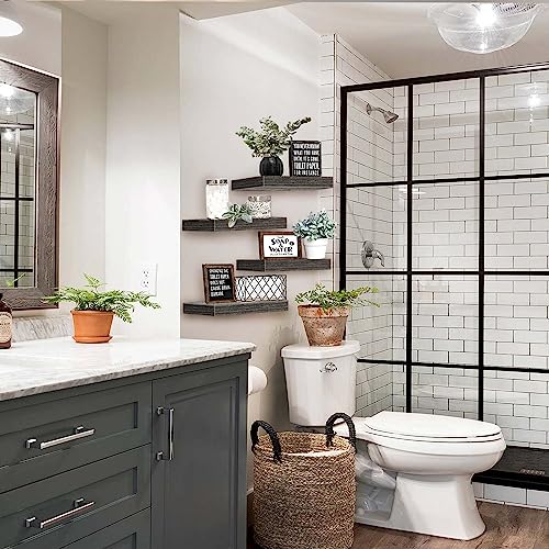 QEEIG Floating Shelves for Wall Bathroom Shelf Bedroom Kitchen Living Room Farmhouse Small Book Shelf 16 inch Set of 4, Grey (015-GY4) - color: D. Grey, size: 4pcs