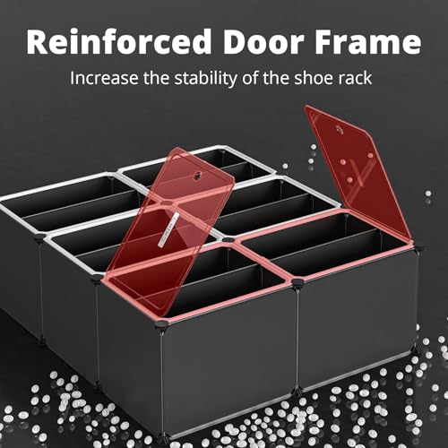 MAGINELS 6-Tier Shoe Rack,Expandable Plastic Shoe Cabinet. Shoe Storage with Door,Entryway, Closets, Hallway, and Bedroom.Accommodates Up to 24 Pairs of Shoes.Grey (3 by 10-(60 Pairs)) - size: 3 by 10 (60 Pairs)