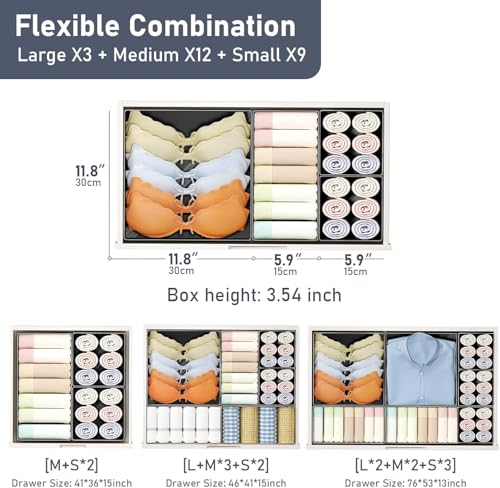 DIMJ Drawer Organizer Clothes Storage - 26 Pack Baby Dresser Organizer for Nursery, Small Fabric Closet Drawer Organizer Bins for Underwears Socks, Foldable Storage Dividers Organization for Bedroom - color: Black, size: 26 Pack