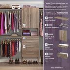 ClosetMaid SuiteSymphony Wood Closet Organizer Starter Kit with Tower and 3 Hang Rods, Shelves, Adjustable, Fits Spaces 5 – 10 ft. Wide, Natural Gray - style: Natural Gray Finish