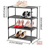 4-Tier Small Shoe Rack .Stackable Shoe Shelf Storage Organizer for Entryway Hallway Closet Bathroom Living Room (Black) - color: Black
