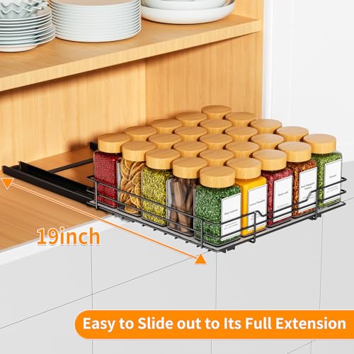 RCHYFEED Pull Out Spice Rack Organizer for Cabinet,Slide out Spice Organization for Inside Cabinets,Heavy Duty Seasoning Organizer Fits Kitchen and Pantry,Sauces,Canned (10.5''Wx10.5''Dx2.5''H) - size: 1 Tier-10.5''Wx10.5''Dx2.5''H