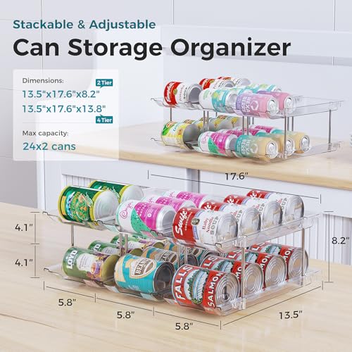 oylik Can Organizer for Pantry, 4 Tiers Can Storage Rack, up to 48 Cans Food Holders for Fridge, Cabinet and Pantry Organization - size: 4 Tiers*3 Rows
