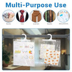 24 Pcs Hanging Storage Bags, Reusable Clear Hanging Bags, Hook Hanging Bags for Classroom, Library, Pharmacy, Armoire, Bathroom(10'' x 12.5'')