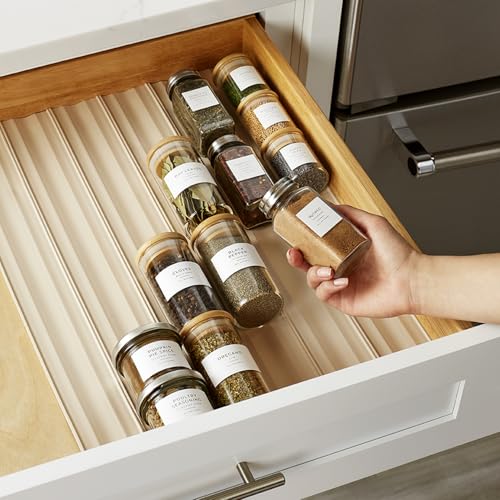 YouCopia SpiceLiner Adjustable Spice Drawer Liner, 10ft Roll, Sandstone, Seasoning and Spices Bottle Organizer Insert - color: Sandstone