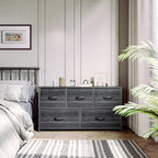 YITAHOME Dresser with 5 Drawers - Fabric Storage Tower, Organizer Unit for Bedroom, Living Room, Closets - Sturdy Steel Frame, Wooden Top - color: Cool Black Wood Grain, style: 5-Drawer