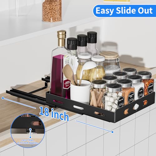 BOIVSHI Pull Out Spice Rack, Heavy Duty Spice Rack Organizer, 1 Tier Spice Organization for Cabinet, Vertical Spice Rack for Kitchen, Cabinet, Pantry (8.4''Wx10.5''Dx2.8''H, Metal Black) - size: 8.4''Wx10.5''Dx2.8''H,1 Tier