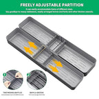 Kitchen Drawer Silverware Organizer, Adjustable Cutlery Organizer, Expandable Utensils Holder, Silverware Dividers Tray, Storage for Flatware, Large Drain Board (Gray,2 Sets)