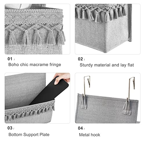 Dahey Over The Door Organizer Boho Nursery Storage Decor Closet Hanging Organizer with Tassels Decoration for Bedroom Nursery Bathroom Apartments Dorm Pantry, 4 Pockets, Grey - color: Grey, size: Medium